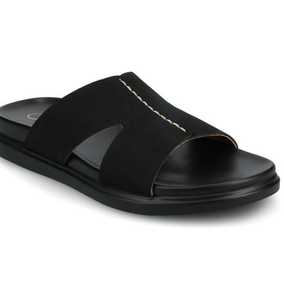 Journee Misey Black Single Band Slip-On Sandals Sz 6M - Retail $66 - Picture 1 of 5